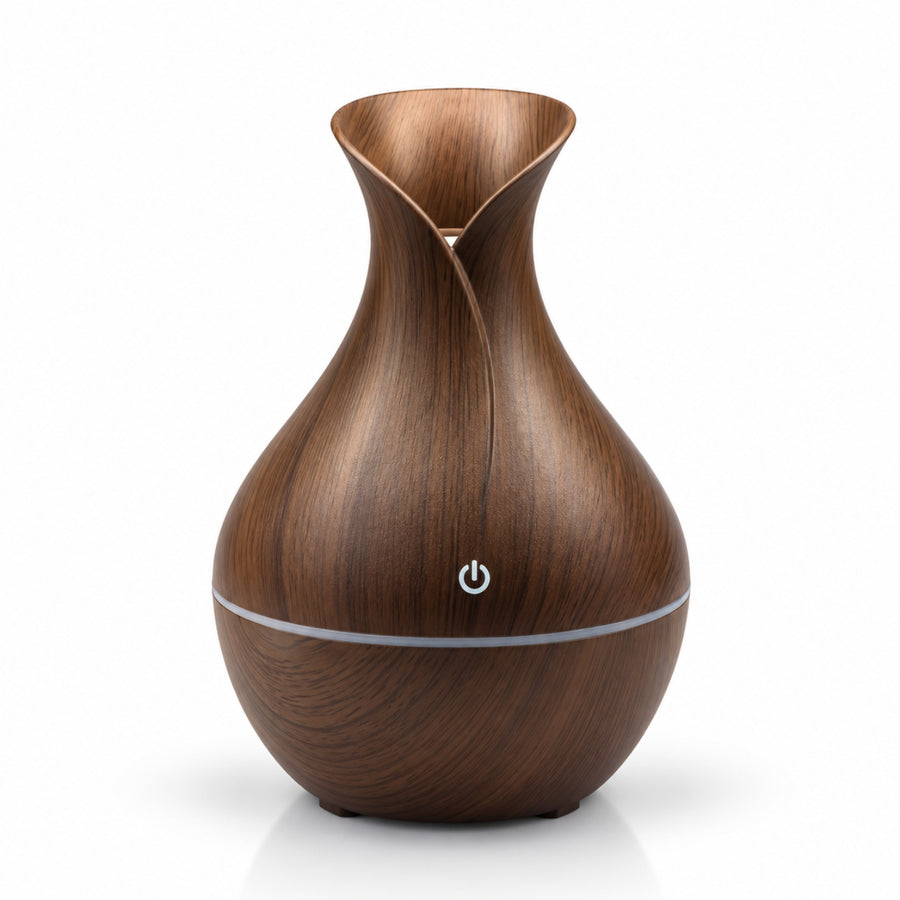 Dark-brown wood-grain vase-shaped Ultrasonic Aroma Humidifier