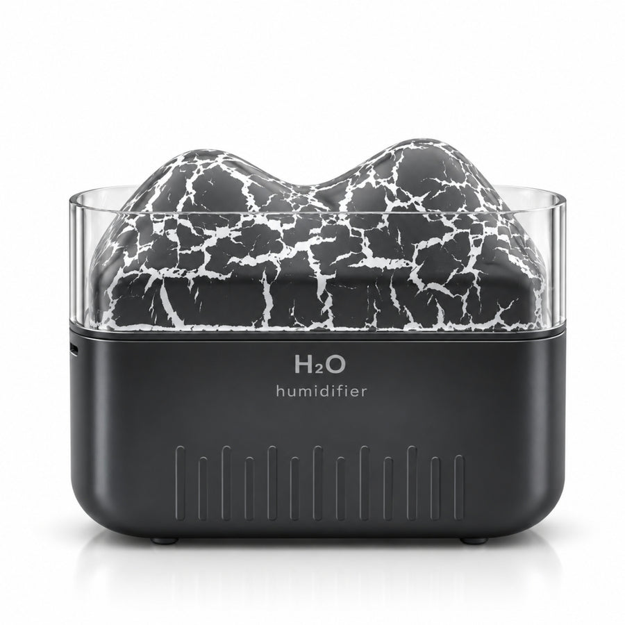 Black Aromatherapy Humidifier with clear cover, angled view